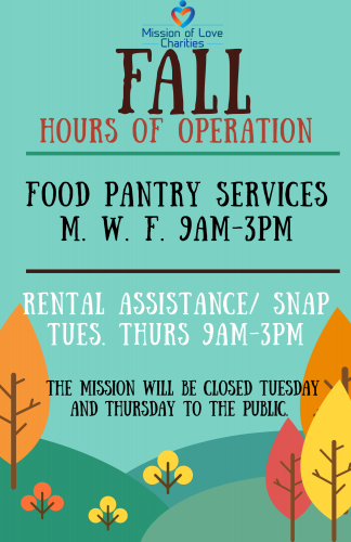 New Fall Hours of Operation