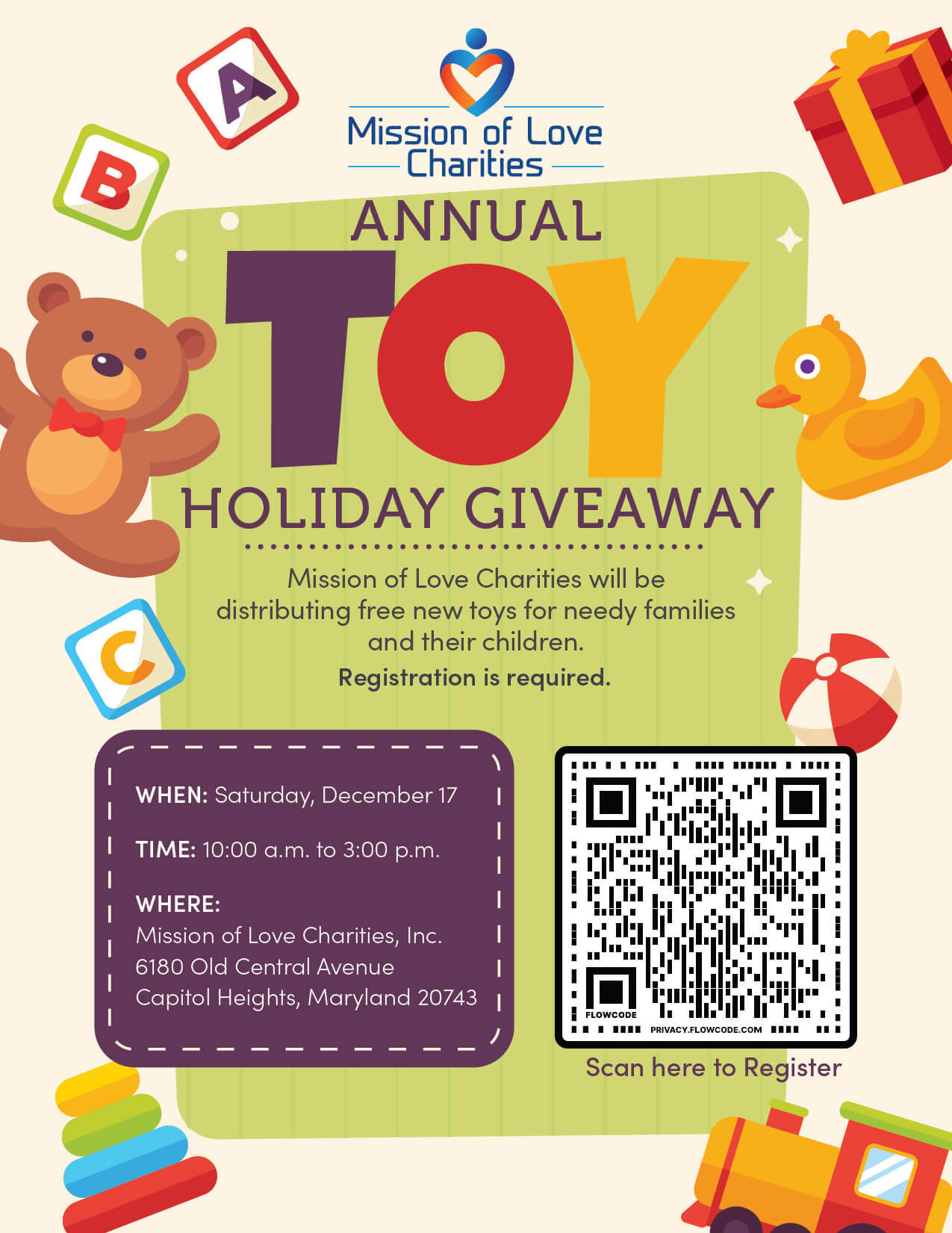 Annual Toy Holiday Giveaway Mission of Love Charities, Inc.