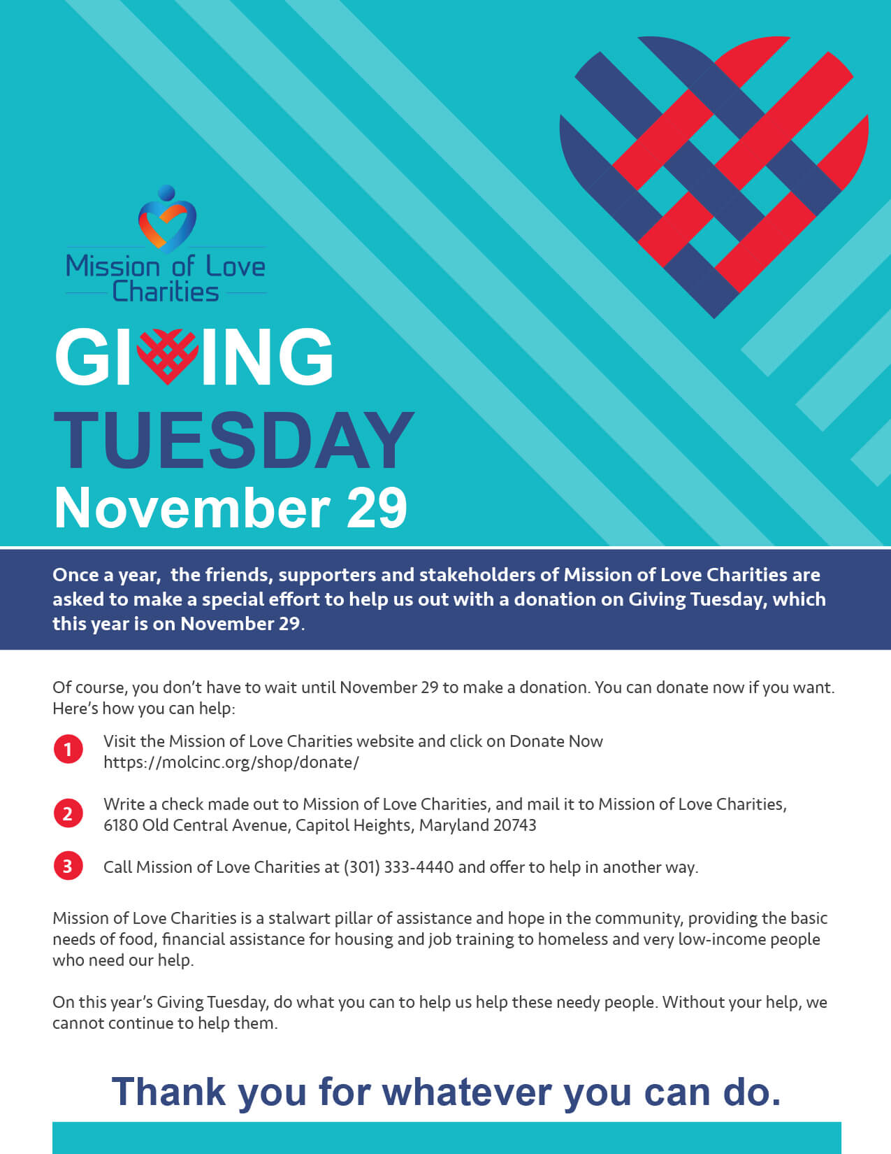 Giving Tuesday - Mission of Love