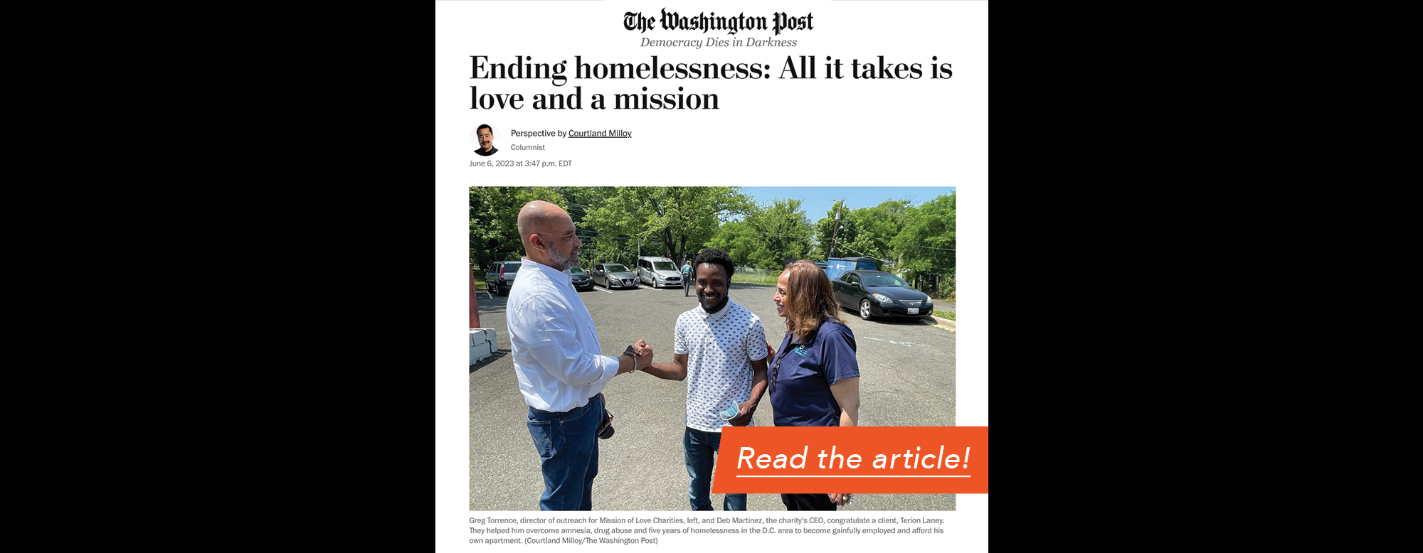 The Washington Post highlights MOLC in the article: “Ending homelessness: All it takes is love and a mission”